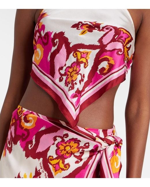 Poupette Red Guilia Printed Halterneck Top