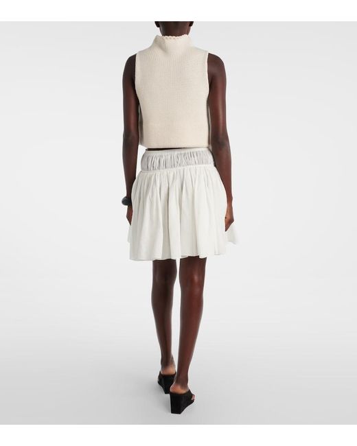 Alaïa White Cropped Cotton-Blend Top