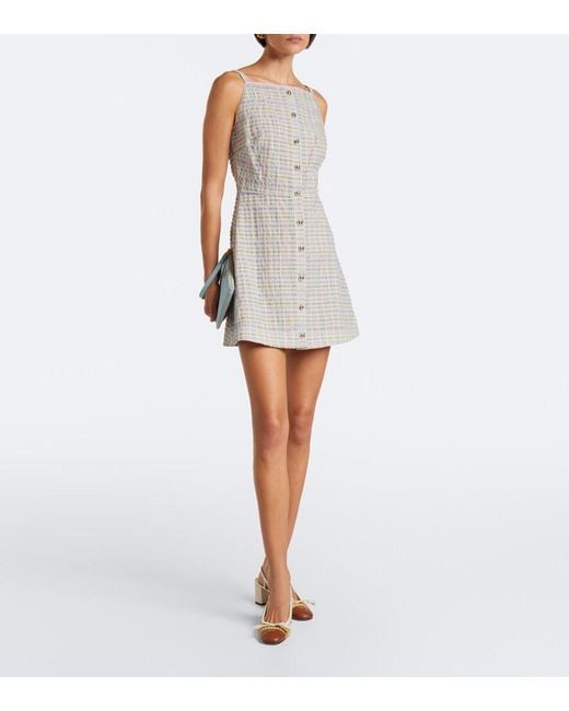 Markarian Gray Skye Plaid Seersucker Minidress