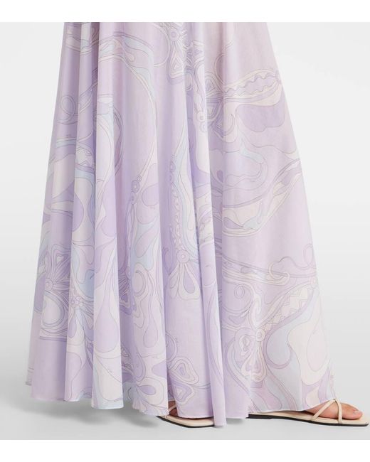 Emilio Pucci Purple Orchidee Cotton Maxi Skirt