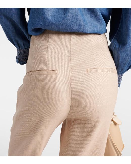 Veronica Beard Natural Komi Linen-Blend Twill Flared Pants