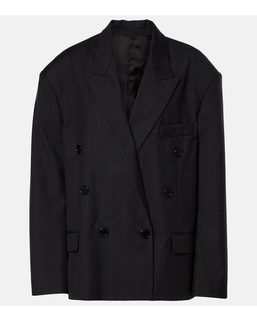 Isabel Marant Black Klero Checked Double-Breasted Wool-Blend Blazer