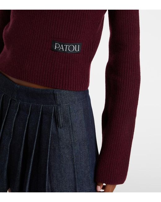 Patou Purple Bow-Detail Wool And Cashmere Sweater