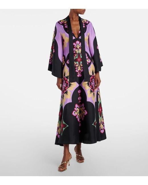LaDoubleJ Multicolor Palazzo Placee Silk Twill Maxi Dress