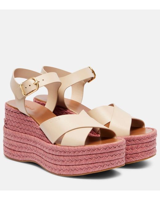 Chloé Pink Isla Wedge Espadrille