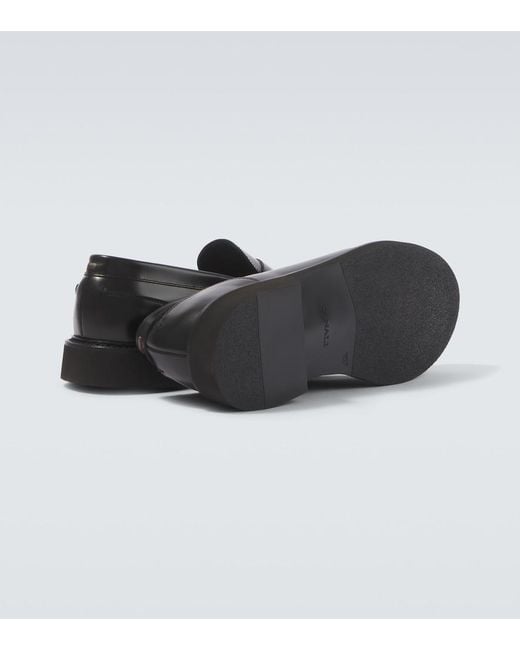 Canali Black Leather Penny Loafers for men