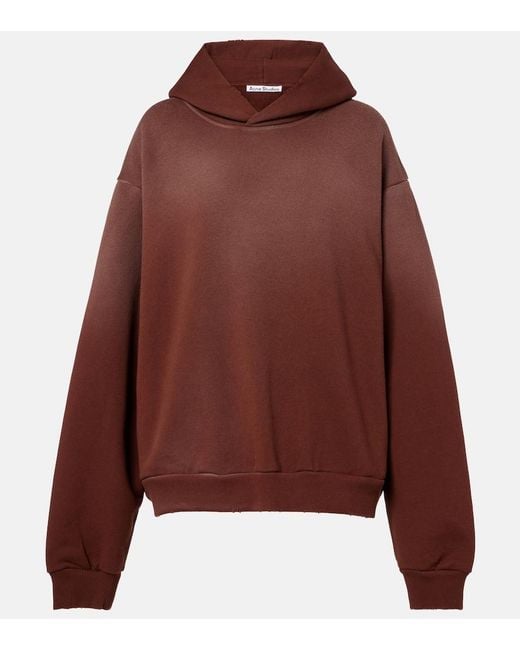 Acne Brown Logo Cotton-Blend Fleece Hoodie