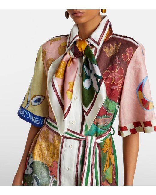 ALÉMAIS Green X Mlak Printed Silk Twill Scarf