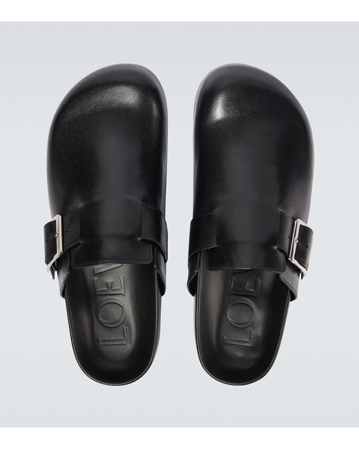 Loewe Black Ease Buckle Leather Mules for men