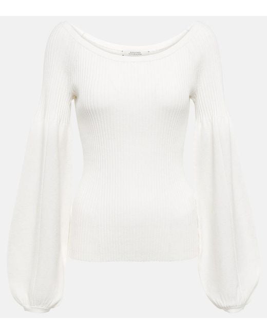 Dorothee Schumacher White Sleek Ribs Wool-Blend Sweater