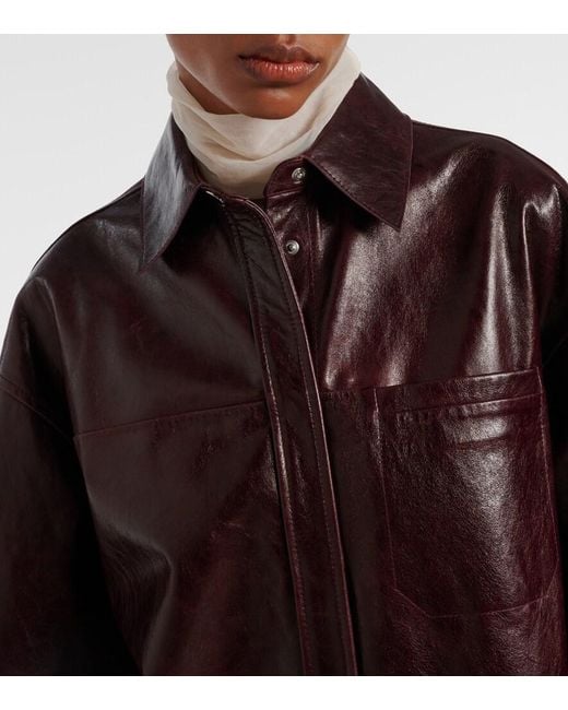 Sportmax Brown Borel Leather Overshirt