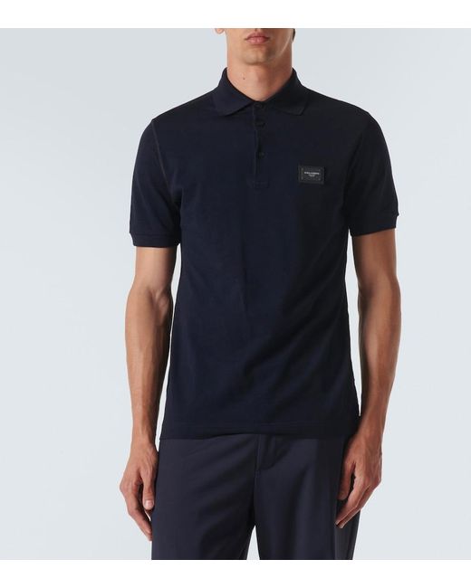 Dolce & Gabbana Blue Plaque Polo Shirt for men