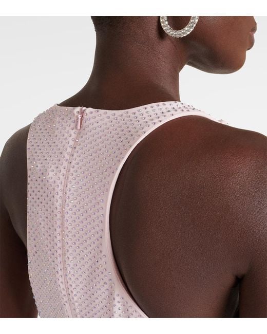 David Koma Pink Crystal-Embellished Midi Dress