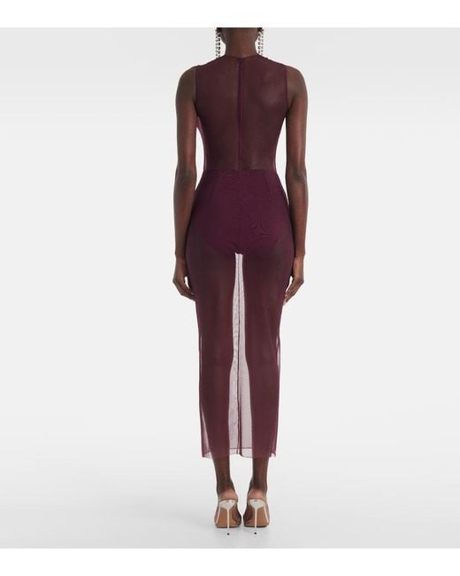 Alex Perry Purple Sheer Mesh Midi Dress