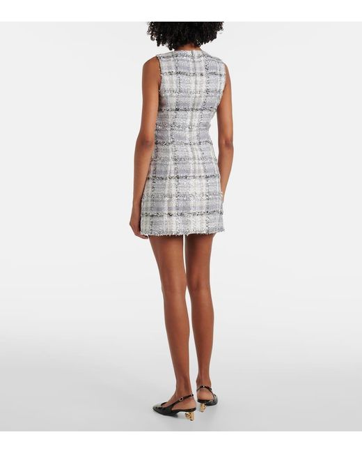 Dolce & Gabbana Gray Checked Lame Tweed Minidress