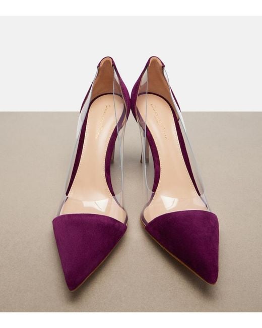 Gianvito Rossi Purple Plexi Suede And Tpu Pumps