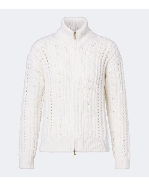 Eleventy White Wool Zip-Up Cardigan