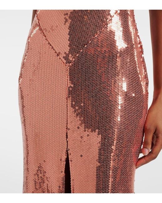 Alex Perry Brown Open-Back Sequined Gown