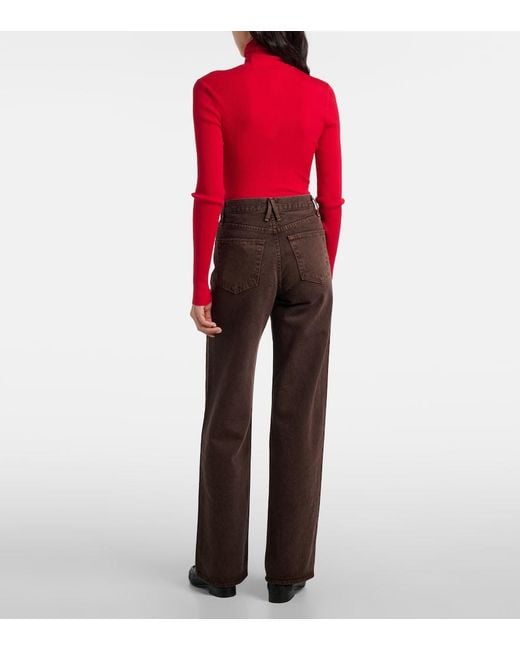 SLVRLAKE Denim Brown Grace High-Rise Wide-Leg Jeans