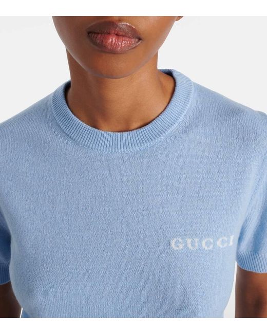Top De Cashmere Con Intarsia, Talla Gucci de color Blue