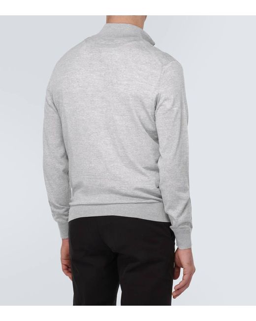 Jersey de lana con media cremallera Zegna de hombre de color Gray