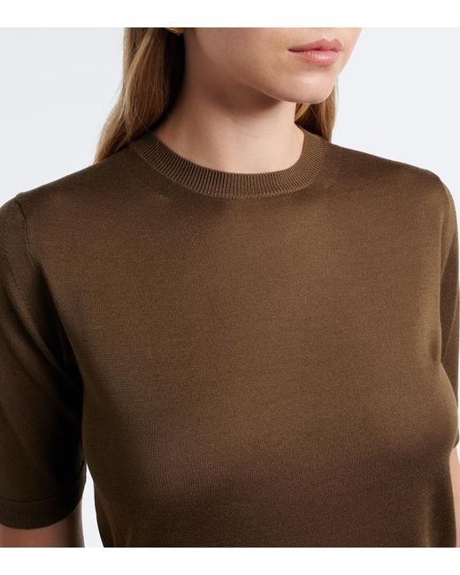 Max Mara Green Silk And Cashmere Top