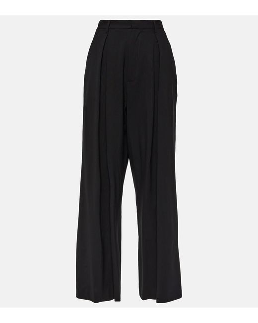 GIUSEPPE DI MORABITO Black Wool-Blend Wide-Leg Pants