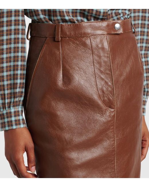 Prada Brown Leather Pencil Skirt
