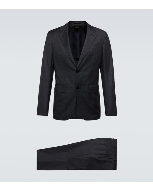 Zegna Gray Single-breasted Virgin Wool Suit for men