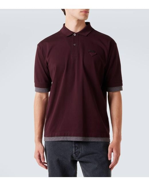 Prada Red Cotton Polo Shirt for men