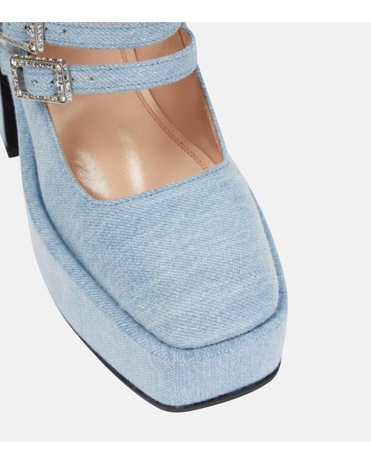 NODALETO Blue Bulla Marietta Denim Platform Pumps