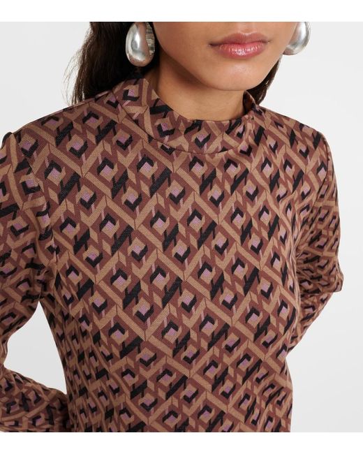 Diane von Furstenberg Brown Birdie Printed Top