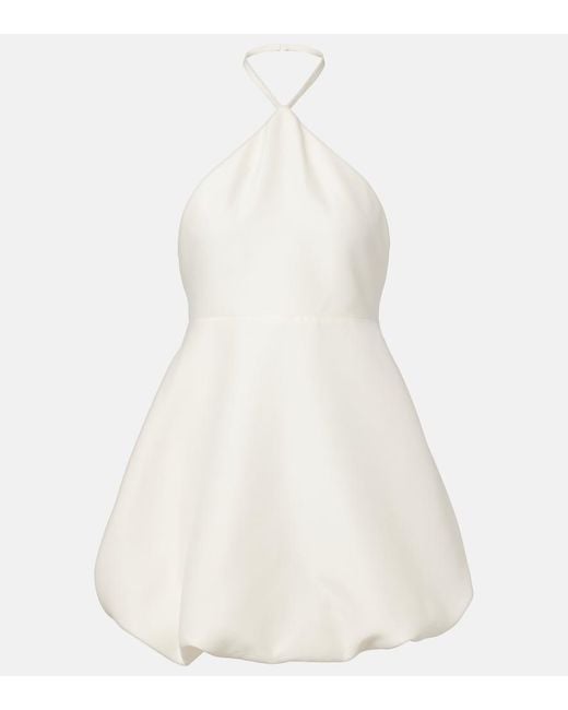 Balenciaga White Halterneck Peplum Wool And Silk Minidress