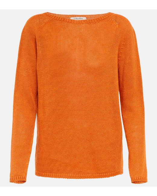 Pullover Giolino in lino di Max Mara in Orange