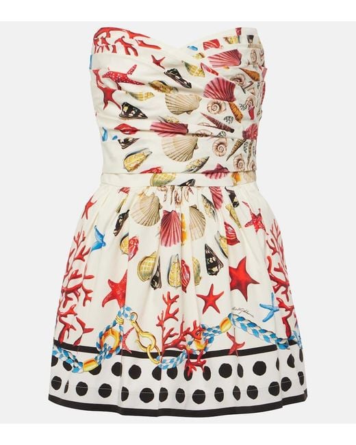 Vestido corto Capri de mezcla de algodon estampado Dolce & Gabbana de color Red