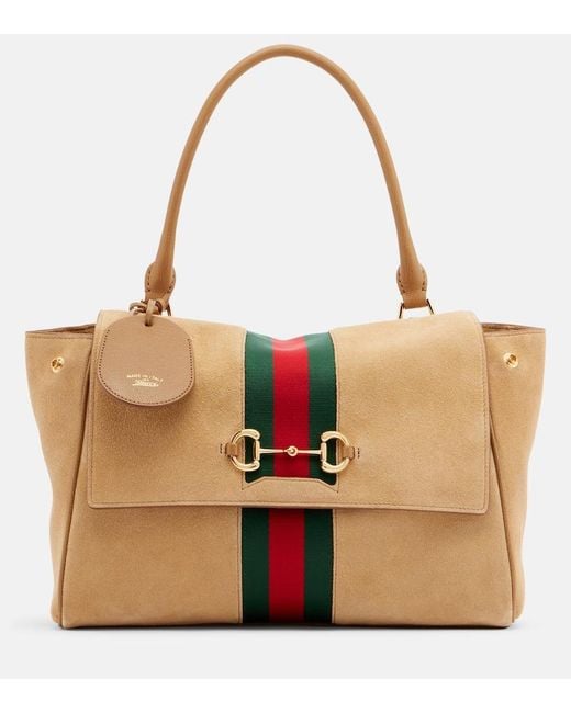 Gucci Natural Paparazzo Medium Suede Top-Handle Bag