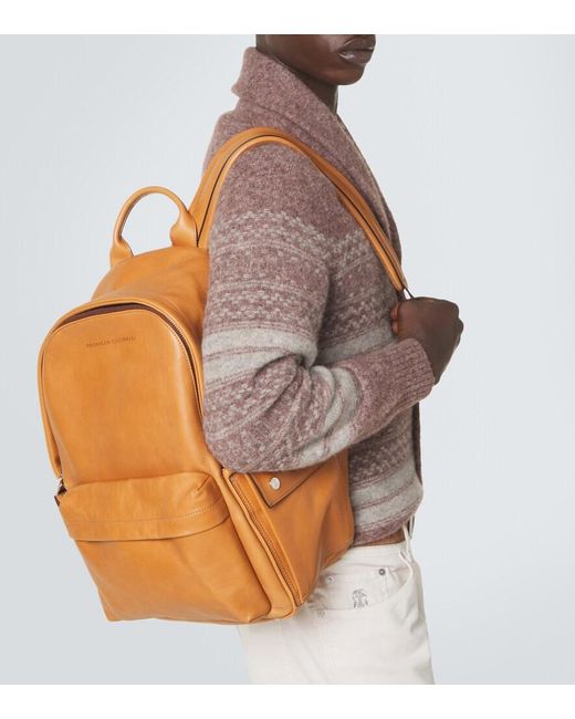 Brunello Cucinelli Natural Leather Backpack for men