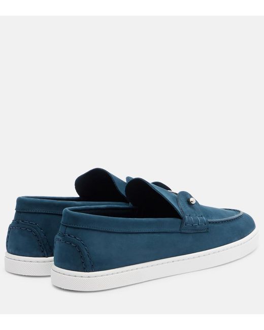 Christian Louboutin Blue Chambeliboat Suede Slip-On Shoes