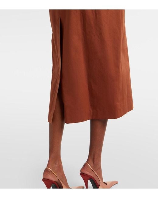 Saint Laurent Brown Oversized Cotton And Silk Trench Coat