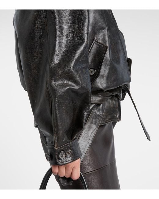 Magda Butrym Black Belted Leather Jacket