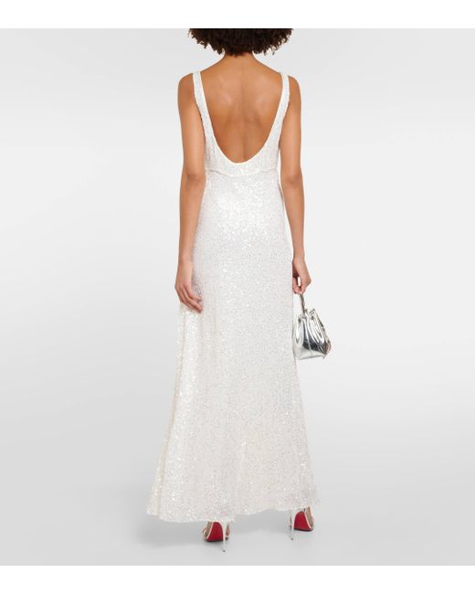 Rixo White Bridal Megan Sequined Maxi Dress