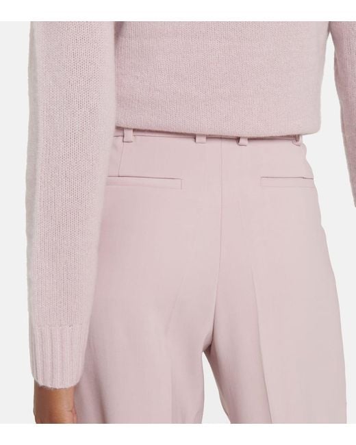 Joseph Pink Buckley Pleated Wide-Leg Wool-Blend Pants