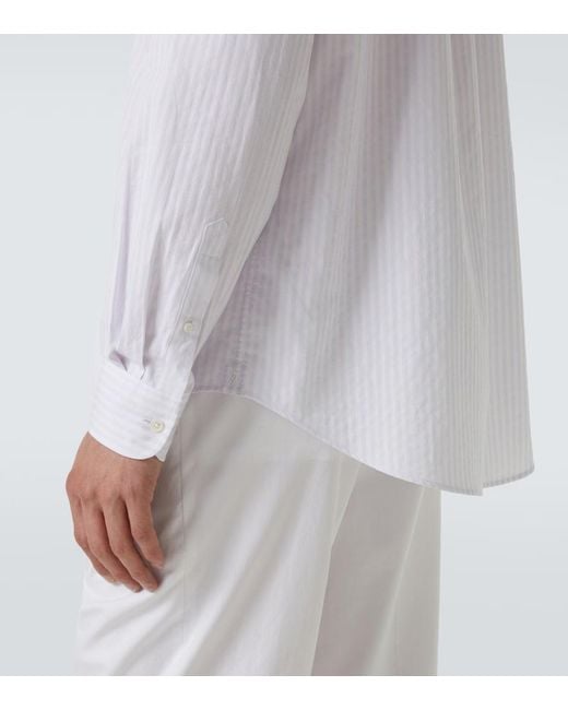 Dunhill White Striped Cotton Oxford Shirt for men