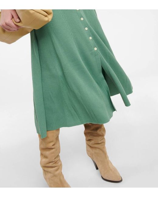 Polo Ralph Lauren Green Ribbed-knit Wool Maxi Dress