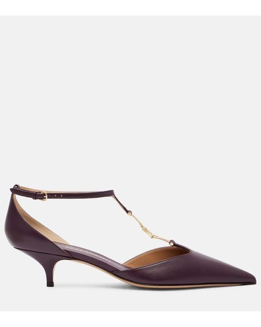 Ferragamo Brown Traci 40 Leather Pumps