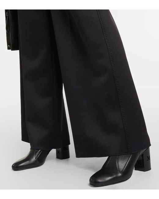 Max Mara Black Zinnia Pleated Jersey Wide-leg Pants