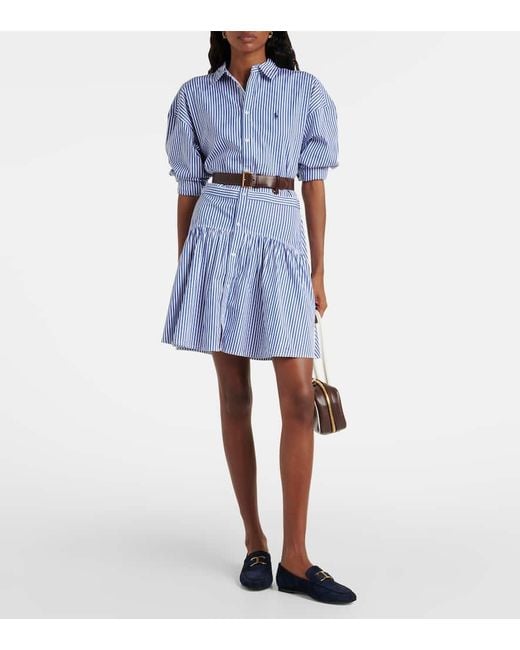 Polo Ralph Lauren Blue Striped Cotton Shirt Dress