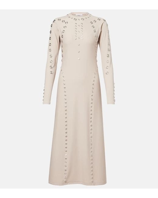 Coperni Natural Embellished Midi Dress