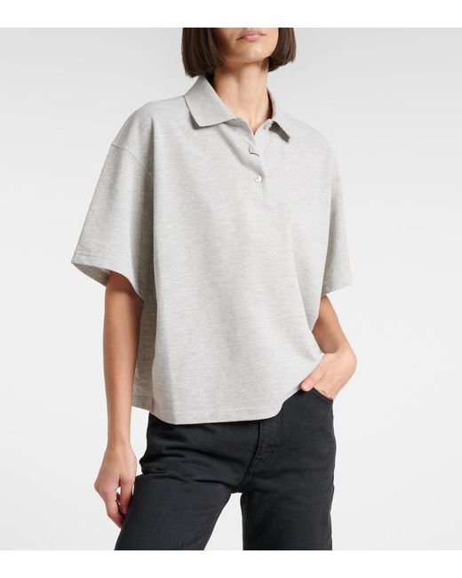 Saint Laurent Gray Cassandre Cotton-Blend Pique Polo Shirt