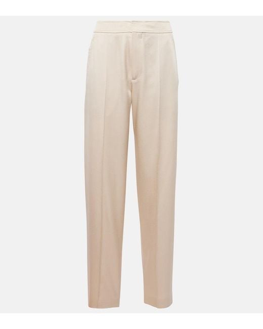 Brunello Cucinelli Natural High-Rise Tapered Pants